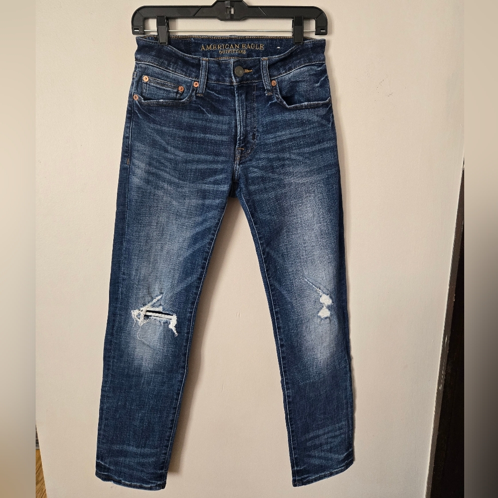 American Eagle Outfitters Men's Ripped Indigo Jeans Next Level Flex Slim 28/30